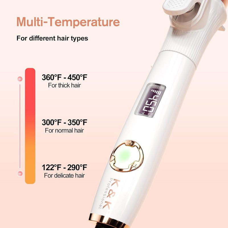 K&K Long Barrel Styler, 1 1/4 Inch Curling Iron with Clipped, Professional Ceramic Coating Hair Curler Wand, Dual MCH Heater up to 450F, Worldwide Voltage Curling Tongs for Traveling - Image 4